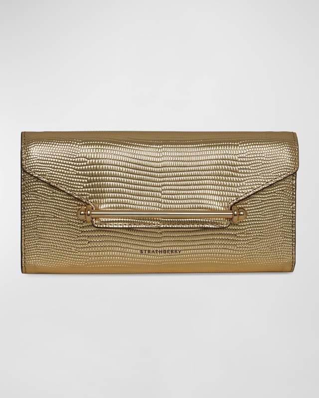 Multrees Metallic Lizard-Embossed Wallet on Chain